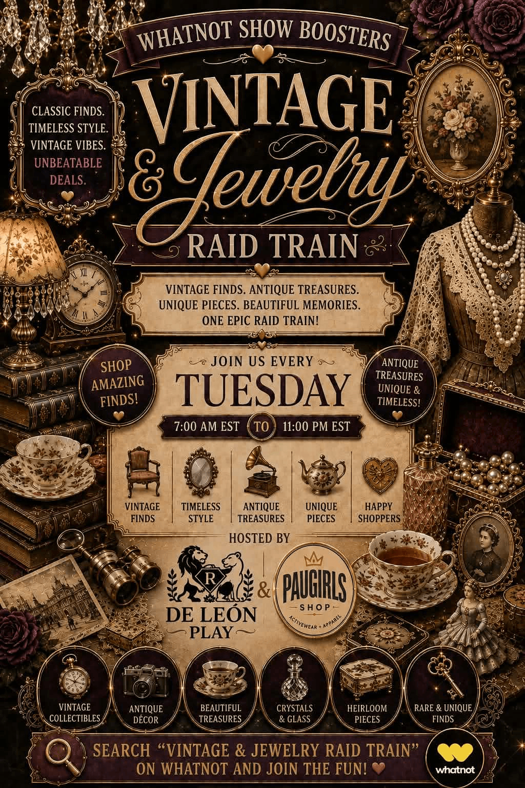 🚀☝️Whatnot Show Boosters Vintage & Jewelry Raid Train