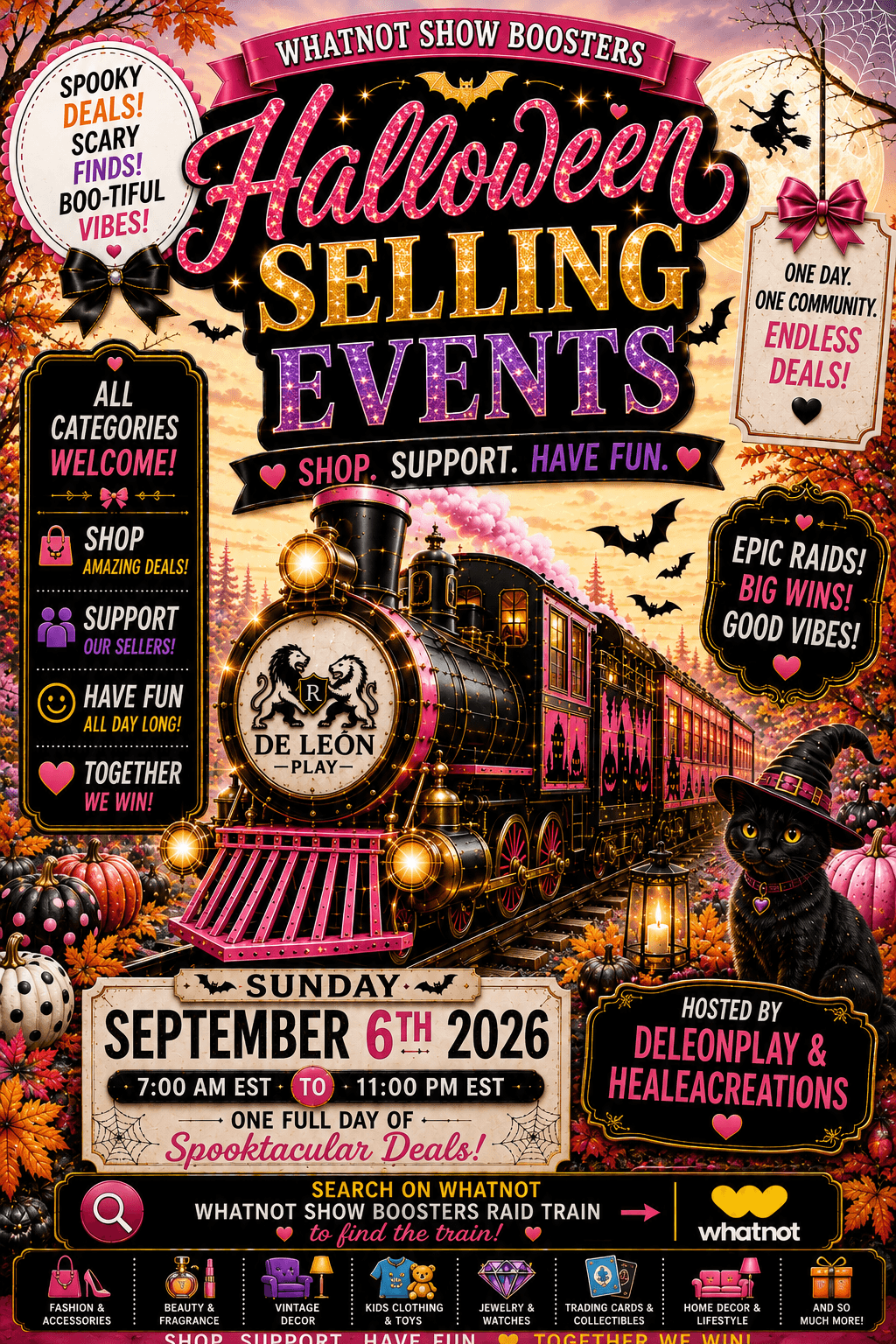 🚀☝️Whatnot Show Boosters Halloween Selling Events Raid Train