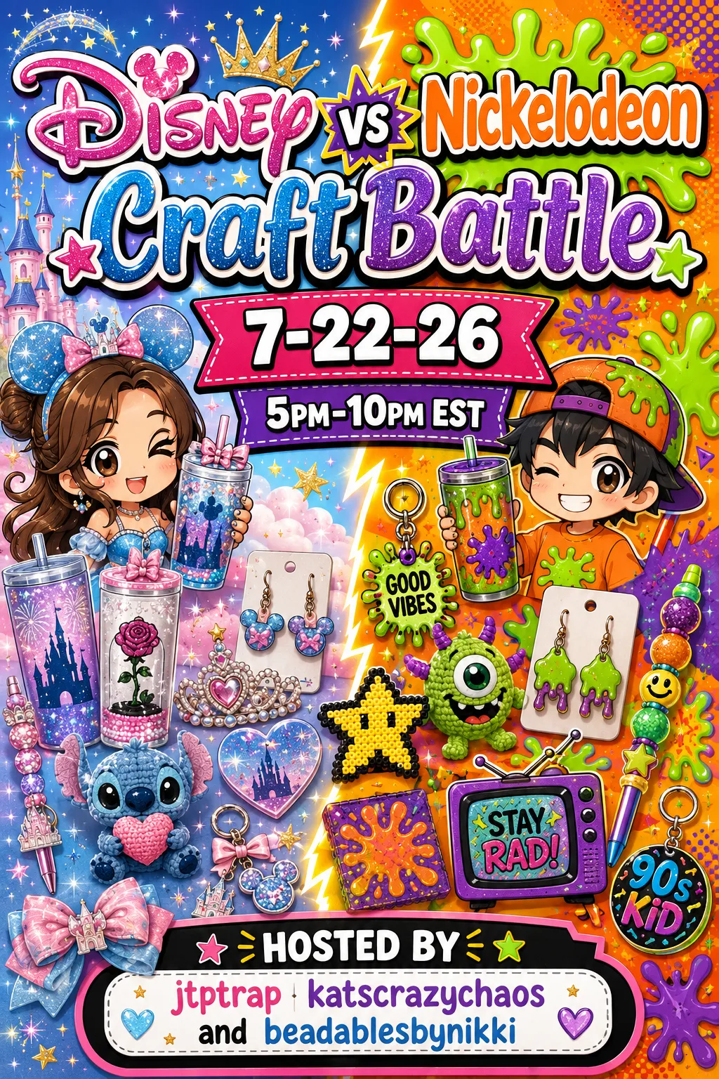 Disney Vs Nickelodeon Craft Battle!!!